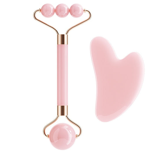 Kit Massagem Facial Rolo de Jade + Gua Sha - Pedra Natural Premium