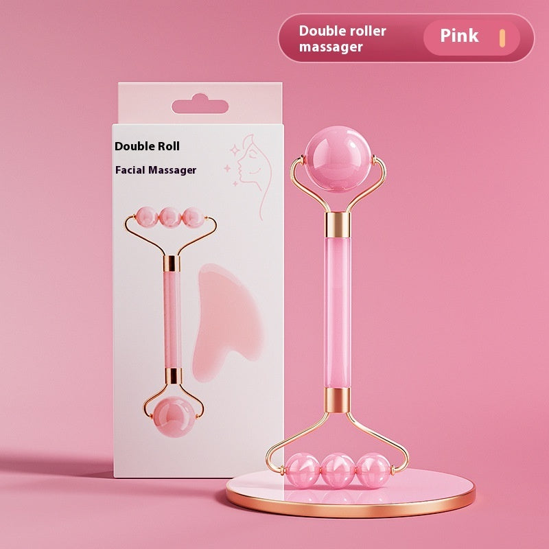 Kit Massagem Facial Rolo de Jade + Gua Sha - Pedra Natural Premium