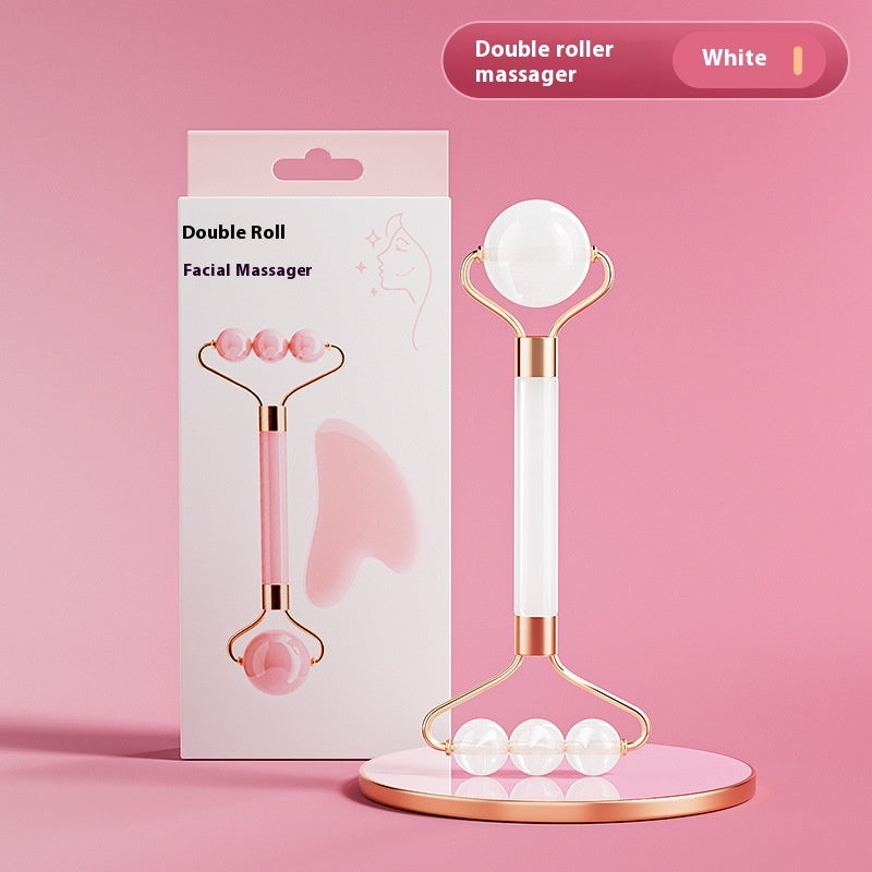 Kit Massagem Facial Rolo de Jade + Gua Sha - Pedra Natural Premium