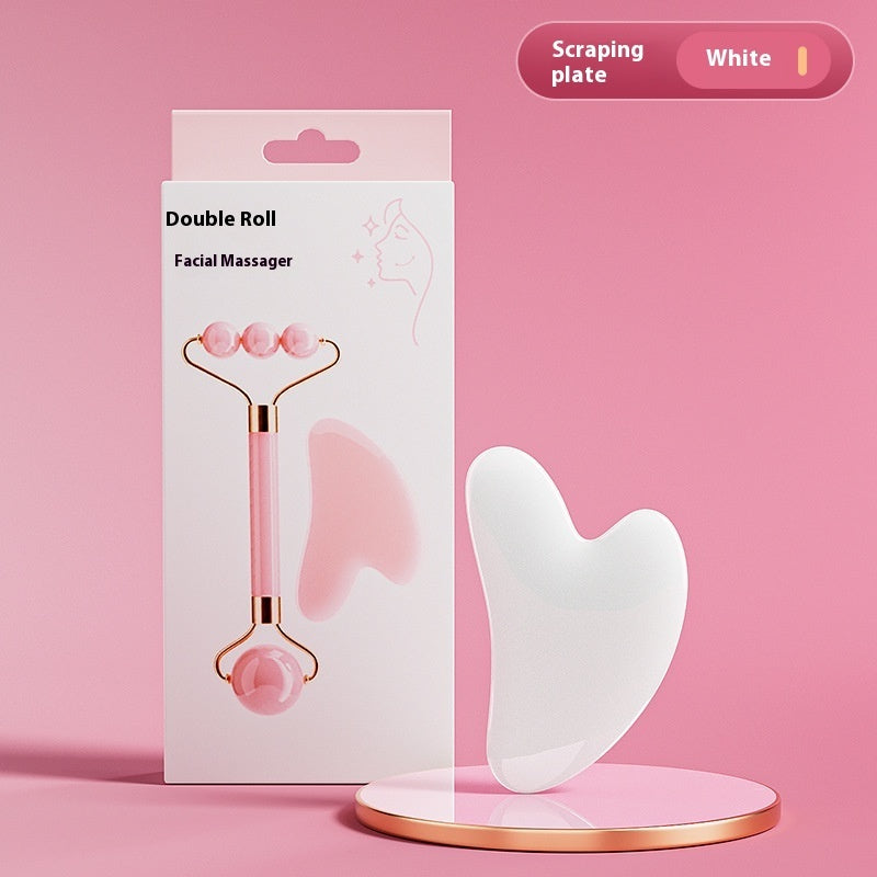 Kit Massagem Facial Rolo de Jade + Gua Sha - Pedra Natural Premium