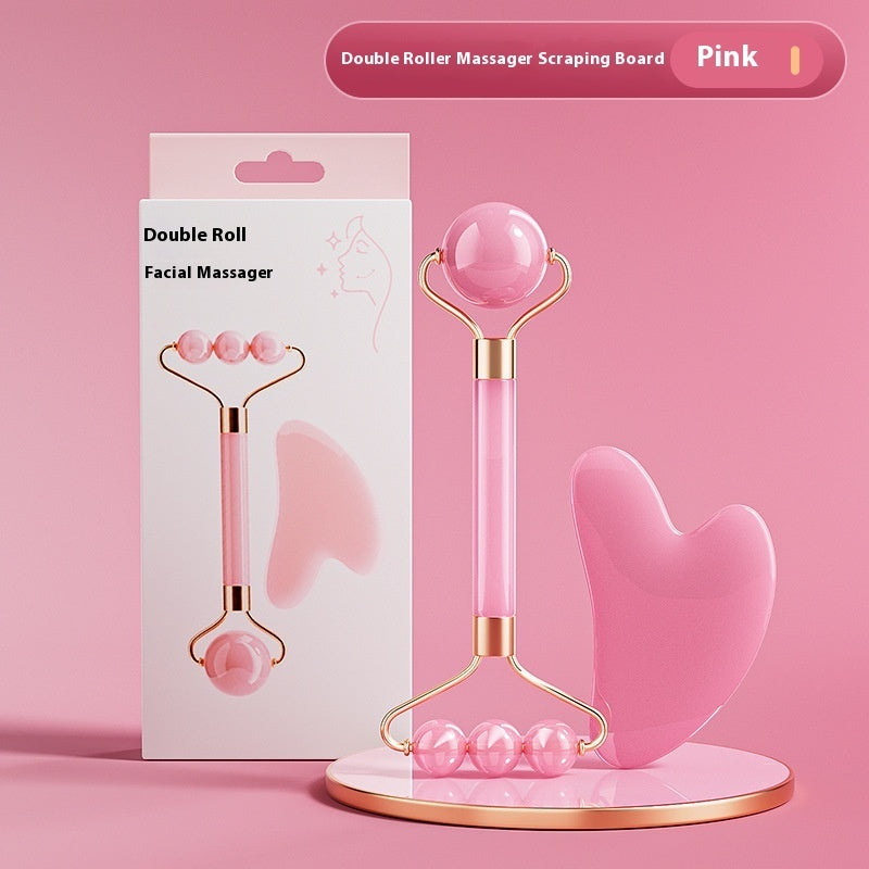 Kit Massagem Facial Rolo de Jade + Gua Sha - Pedra Natural Premium