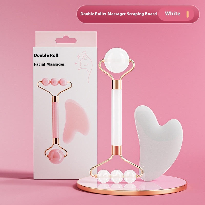 Kit Massagem Facial Rolo de Jade + Gua Sha - Pedra Natural Premium