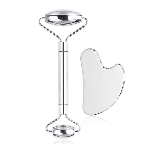 Kit Gua Sha Preto + Rolo de Jade - Quartzo Natural Premium